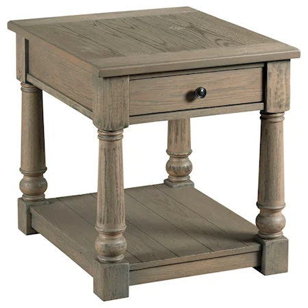 Transitional Rectangular Drawer End Table